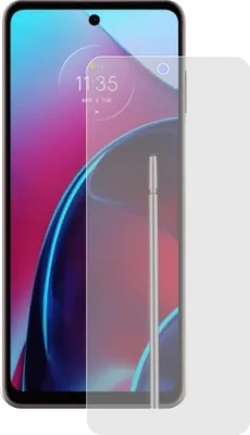 A screen protector is shown placed over a smartphone screen.
