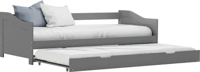 Produktbild von The Living Store Ausziehsofa Bettgestell Grau Kiefernholz 90×200 cm
