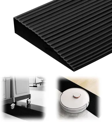 Immagine prodotto di Rampa per disabili - Pendenza per carrozzina - Miglioramento dell'accessibilità - Scanalature antiscivolo - 90 x 8 x 2,5 cm - Nero
