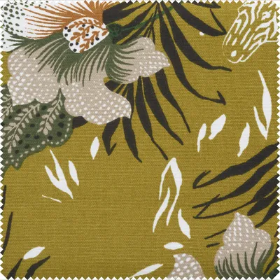 Produktbild von Halbpanama-Stoff "Zebra und Blumen", 150 cm breit, Meterware