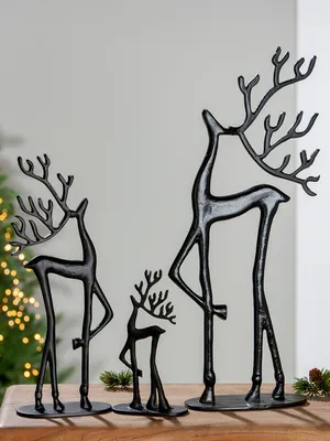 Produktbild von Casablanca Figur - Dekofigur H.37,5cm aus Aluminium - Figuren als Hirschform - Weihnachtsdeko stehend in schwarz - Deko Weihnachten