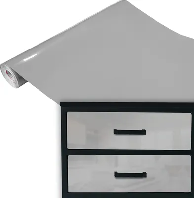 Produktbild von Klebefolie Möbel 45x100 cm - Grau Glanz - Selbstklebende Möbelfolie in modernen Unifarben - Klebefolie vielseitig einsetzbar für kreative Möbelgestaltung und Upcycling