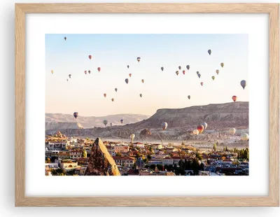 Produktbild von Gerahmtes Poster - Rahmen in heller Eiche - Berge Ballon Flug - 40x30 cm - Wand Bild - Wanddeko - Wandbilder - Wandposter - Bilderrahmen - Bilder - Kunstdruck - Wandbild - P2NAA40x30-3997