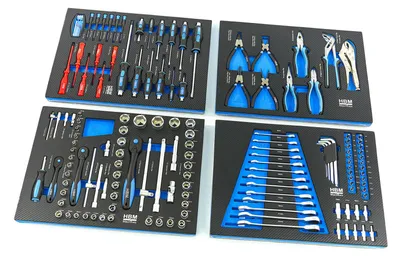 Immagine prodotto di Set di inserti per 4 cassetti con 154 utensili di alta qualità, blu