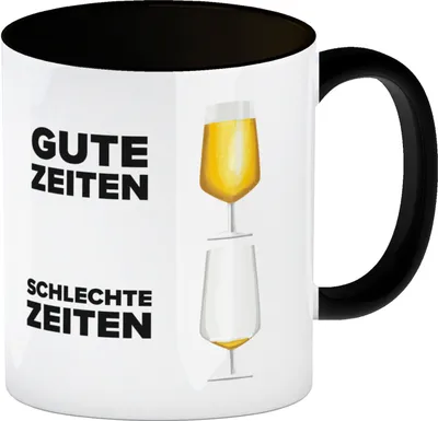 Produktbild von Gute Zeiten - Schlechte Zeiten Bier Kaffeebecher Schwarz