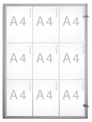Zdjęcie produktu dla Gablota MAULextraslim format portretowy 9 x A4 aluminium 3,1 x 71 x 95,1 cm srebrny