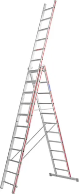 Produktbild von Hymer Allzweckleiter, dreiteilig, 3x11 Sprossen, senkr. Höhe 5,11 m, Reichhöhe 5,91 / 8,46 m, Gewicht 21,8 kg