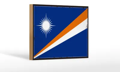 Produktbild von Holzschild Flagge Marshallinseln 18x12 cm Retro Flag Dekoration