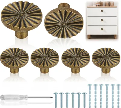 Produktbild von Möbelknöpfe 6 Stück, 30 mm, rund, gelbbronze, für Möbel