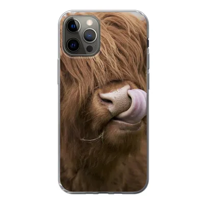 Produktbild von MuchoWow® Handyhülle Schutzhülle Hülle für iPhone 12 Pro Schottischer Highlander - Braun - Kuh Silikon Softcase Handy Hülle - Abdeckung