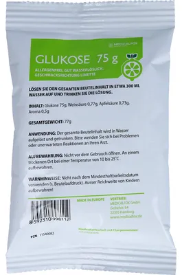 Zdjęcie produktu dla Glukoza 75 g Roztwór wapna do stosowania doustnego