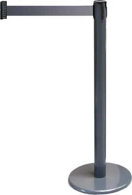 Produktbild von Gurt-Absperrpfosten GLA 45 anthrazit, Stahl, 1000 mm Höhe, Gurt 2,3 m schwarz