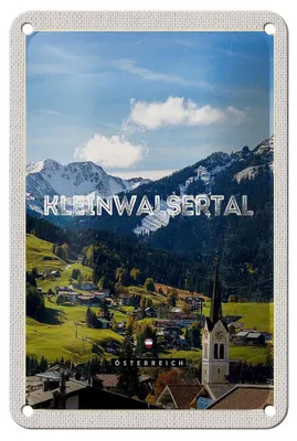 Produktbild von Blechschild Reise 12x18cm Kleinwalsertal Kirche Gondel Wanderung Schild