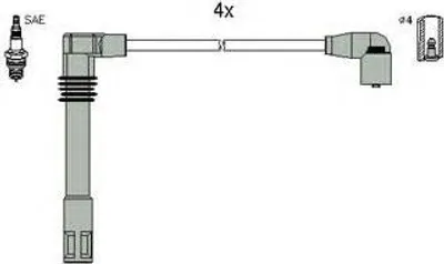 Produktbild von HITACHI 134783 Zündkabelsatz Zündleitungssatz