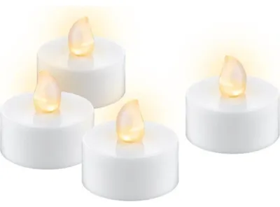 Produktbild von Goobay 4er-Set LED-Teelichter mit Timer, weiß - mit Timerfunktion und flackernder Flamme, batteriebetrieben, warmweiß (2500 K)