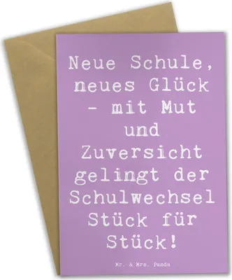 Produktbild von Mr. & Mrs. Panda Grußkarte Spruch Einen Schulwechsel bewältigen - Lavendeltraum - Geschenk, Trost, Motivation, osterkarte, Lebensfreude, babykarte, positive Energie, Mut