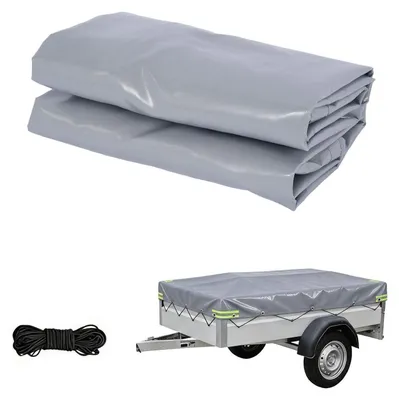 Produktbild von Anhängerplane 140x115x10 cm Grau PVC 500g/m² LKW-Plane mit Expanderseil