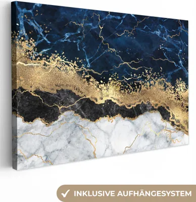 Obrázek produktu pro OneMillionCanvasses® - Obrazy na plátně - Mramor - Bílá - Zlatá -  nástěnné umění, nástěnné dekorace Obývací pokoj, 60x40cm
