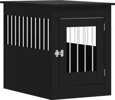 Zdjęcie produktu dla vidaXL Klatka dla psa w stylu meblowym czarna 55x80x68 cm materiał drewnopochodny