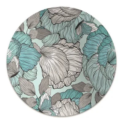 Produktbild von Rundmatte - Stuhlunterlage Bürostuhlunterlage - Rund Ø 100 cm - Bodenmatte - Fußmatte - Doodle-Blumen