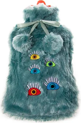 Produktbild von BiggDesign Meine Augen Auf Dich Wärmflasche mit Waschbarem und Weichem Plüschbezug, Bettflasche für Kinder und Erwachsene, Wärmflasche für Rücken- & Bauchschmerzen, Hot Water Bottle, 2L, Türkis