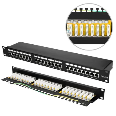 Produktbild von Extralink 19 Zoll Patchpanel Cat.5E STP 24 Port Schwarz