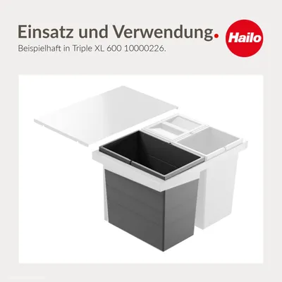 Zdjęcie produktu dla Kosz wewnętrzny Hailo 1220379 ciemnoszary 28 litrów 385 x 242 x 380 mm