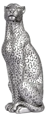 Sitzende Gepard-Figur 11 Zoll Silber Harz Antik Heimdekoration Statue