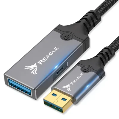 Produktbild von Aktive USB A auf USB A Verlängerung 10m 5Gbps mit Verstärker SuperSpeed USB 3.2 Gen 1 für PC Laptop Drucker Maus Tastatur USB C Power Eingang Reagle