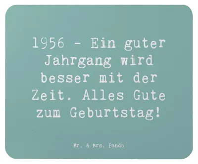 Produktbild von Mr. & Mrs. Panda Mousepad Spruch 1956 Geburtstag - Meeresbrise - Geschenk, laptop, mauspad pc, liebevoller Gruß, Geburtsjahr, Liebe, Happy Birthday, guter Jahrgang, Alter