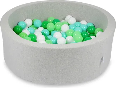 Obrázok produktu pre Guľôčkový bazén 90x30cm svetlosivý - S 200 guľôčkami / biela, celadónová, mentolová, zelená