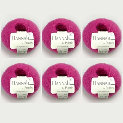 Image de 6 pelotes de Hannah by Permin – Une laine de luxe en mérinos, soie et cachemire (13 roses)
