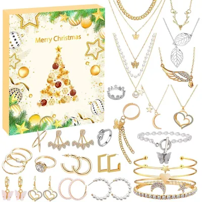 Produktbild von Adventskalender 2026 Schmuck für Damen 24 Überraschungen mit Armband, Halskette, Ohrringen, Ringen