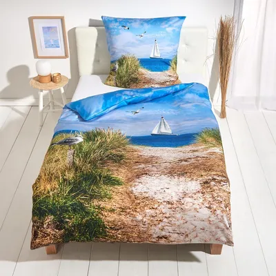 Produktbild von Traumschlaf Mako-Satin Bettwäsche Segelboot 155x220 cm + 80x80 cm