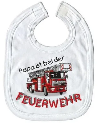 Produktbild von Baby-Lätzchen mit Druckmotiv - Papa ist bei der Feuerwehr - 07083 weiß