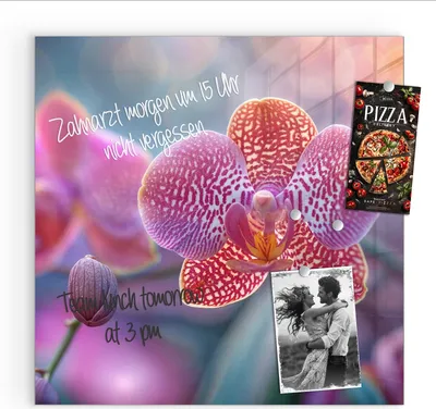Produktbild von Magnettafel 50x50cm Pinnwand Whiteboard beschreibbar - Exotische Orchidee