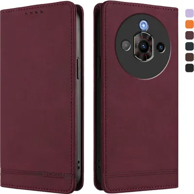 Image de Etui pour ZTE Nubia Focus Pro 5G, étui rétro en cuirPolyuréthaneavec support et fentes pour cartes de crédit Rouge
