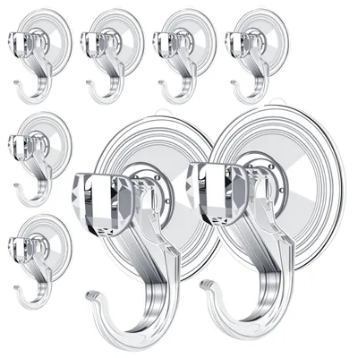 Saugnapfhaken 8er-Set, 3 kg, transparent, ohne Bohren, wiederverwendbar