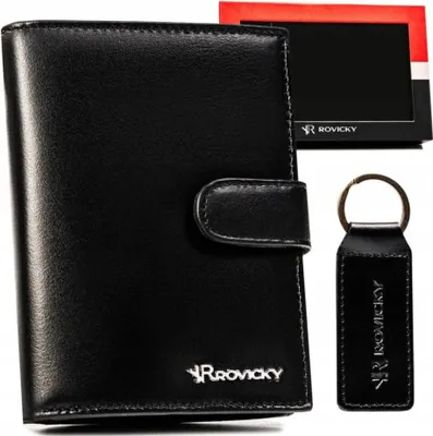 Obrázok produktu pre Darčekový set: elegantná kožená pánska peňaženka a kľúčenka - Rovicky