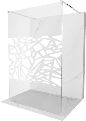 Produktbild von Mexen Kioto freistehende Duschwand 130 x 200 cm, Transparent/Weißes Design 8 mm, Chrom - 800-130-002-01-85