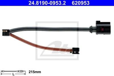 Produktbild von ATE 24.8190-0953.2 Warnkontakt Bremsbelagverschleiß 215mm Hinten für PORSCHE 911 Coupe (992) 911 (991) 911 Cabrio (992) 911 Cabriolet (991) 911 Targa