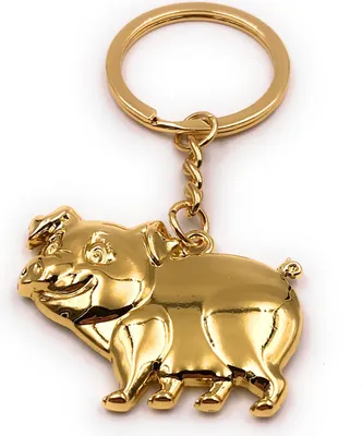 Produktbild von Onwomania Schlüsselanhänger Glücksschwein Schweinchen Silvester Symbol gold Anhänger Keychain
