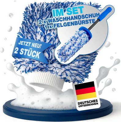 Produktbild von Im Set mit Felgenbürste NTG Autowaschhandschuh Mikrofaser 25×18 cm – Ultraweich & extrem saugstark
