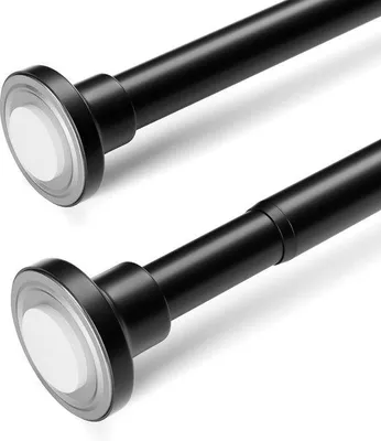 Obrázek produktu pro Teleskopická sprchová tyč, 89–112 cm, černá, výsuvná, bez vrtání