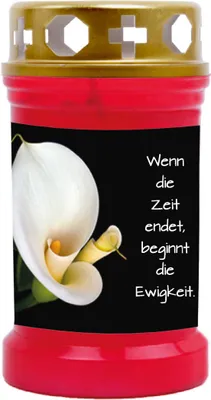 Produktbild von Grabkerze Rot, Brenndauer: 40 Stunden, Motiv: Calla