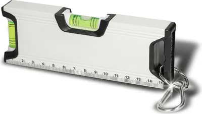 Produktbild von Wasserwaage 15,5 cm - Magnetische Wasserwaage mit Karabinerhaken - ideal für Camping, Wohnmobil & unterwegs - weiß
