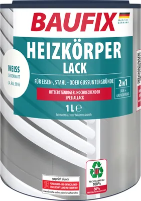 Produktbild von BAUFIX Heizkörper Lack weiss seidenmatt, 1 Liter, Weißlack