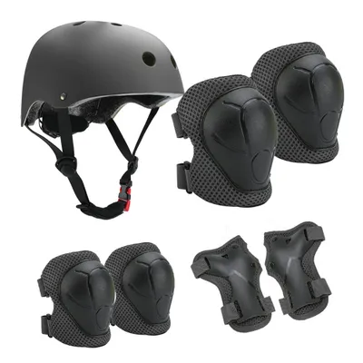 Produktbild von 7-teiliges Kinder-Schutzausruestungs-Set Rollschuhhelm, Handgelenk, Ellbogen, Knieschuetzer fuer Jungen, Maedchen, Fahrrad, Roller, Rollschuhlaufen, Skateboard