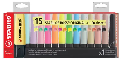 Immagine prodotto di STABILO F60915 STABILO evidenziatore BOSS ORIGINAL, set di 15 evidenziatori da tavolo