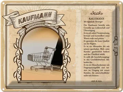Produktbild von vianmo Blechschild 30x40 cm Kaufmann Gewerbe Qualität Beruf Arbeit